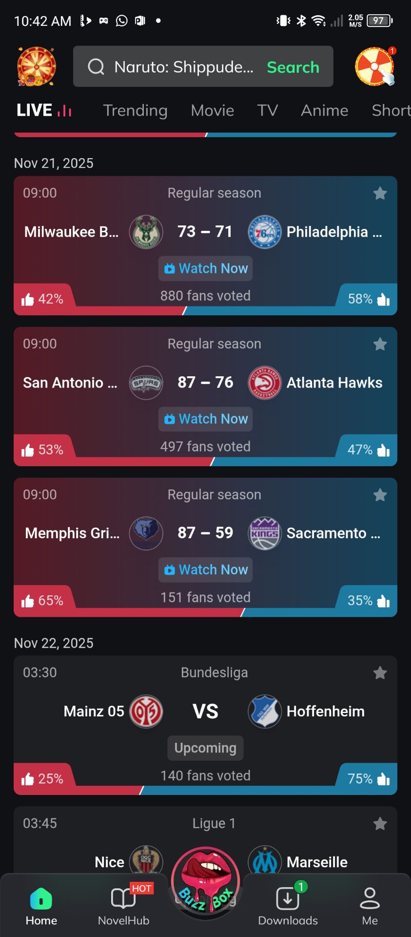 Live Sports List