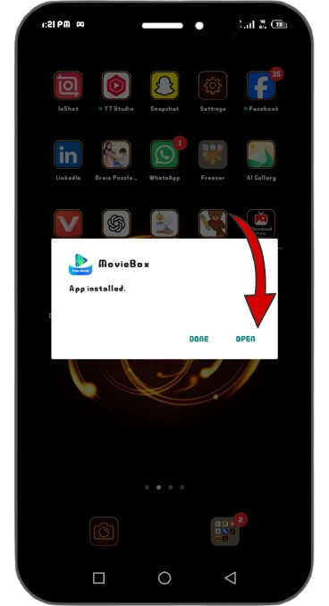 MovieBox installation confirmation
